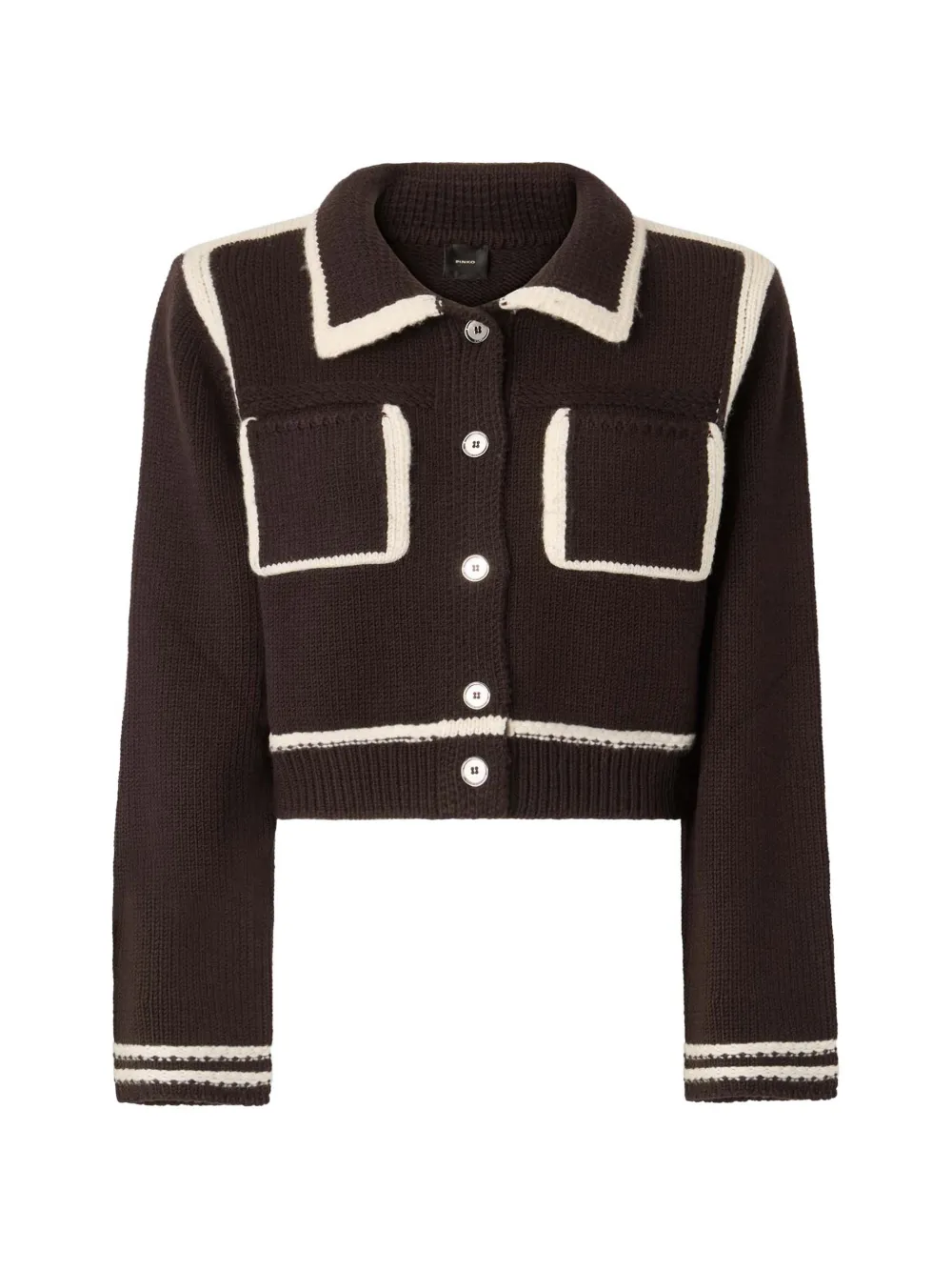 PINKO contrast-trim knit jacket - Braun