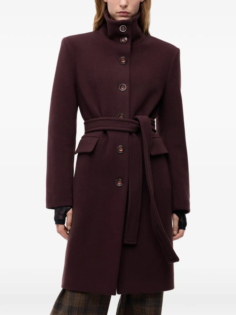 PINKO Button-down jas met ceintuur Bruin