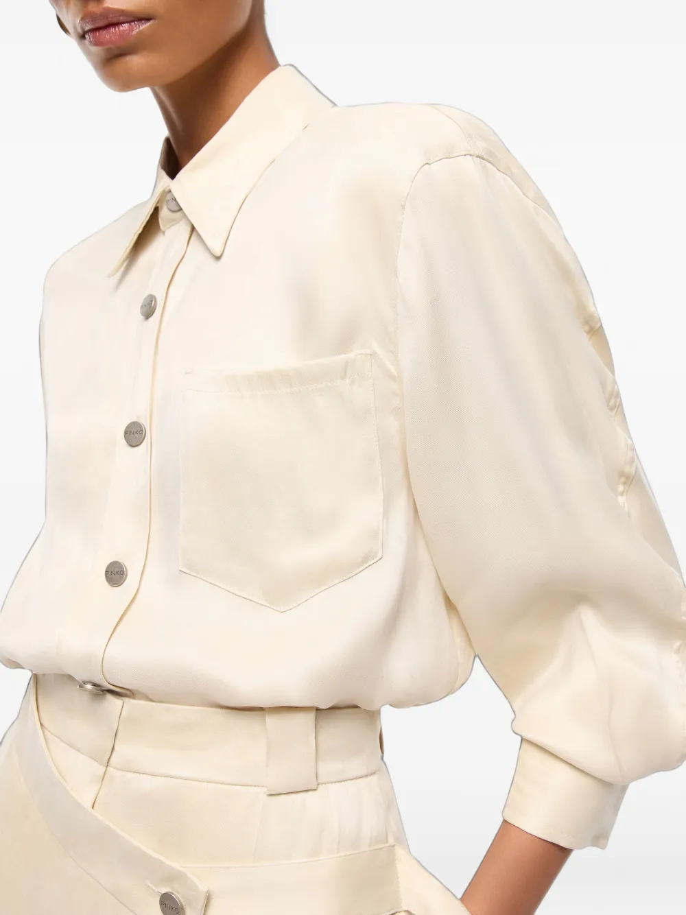 PINKO Twill blouse met fluweelachtig effect Beige
