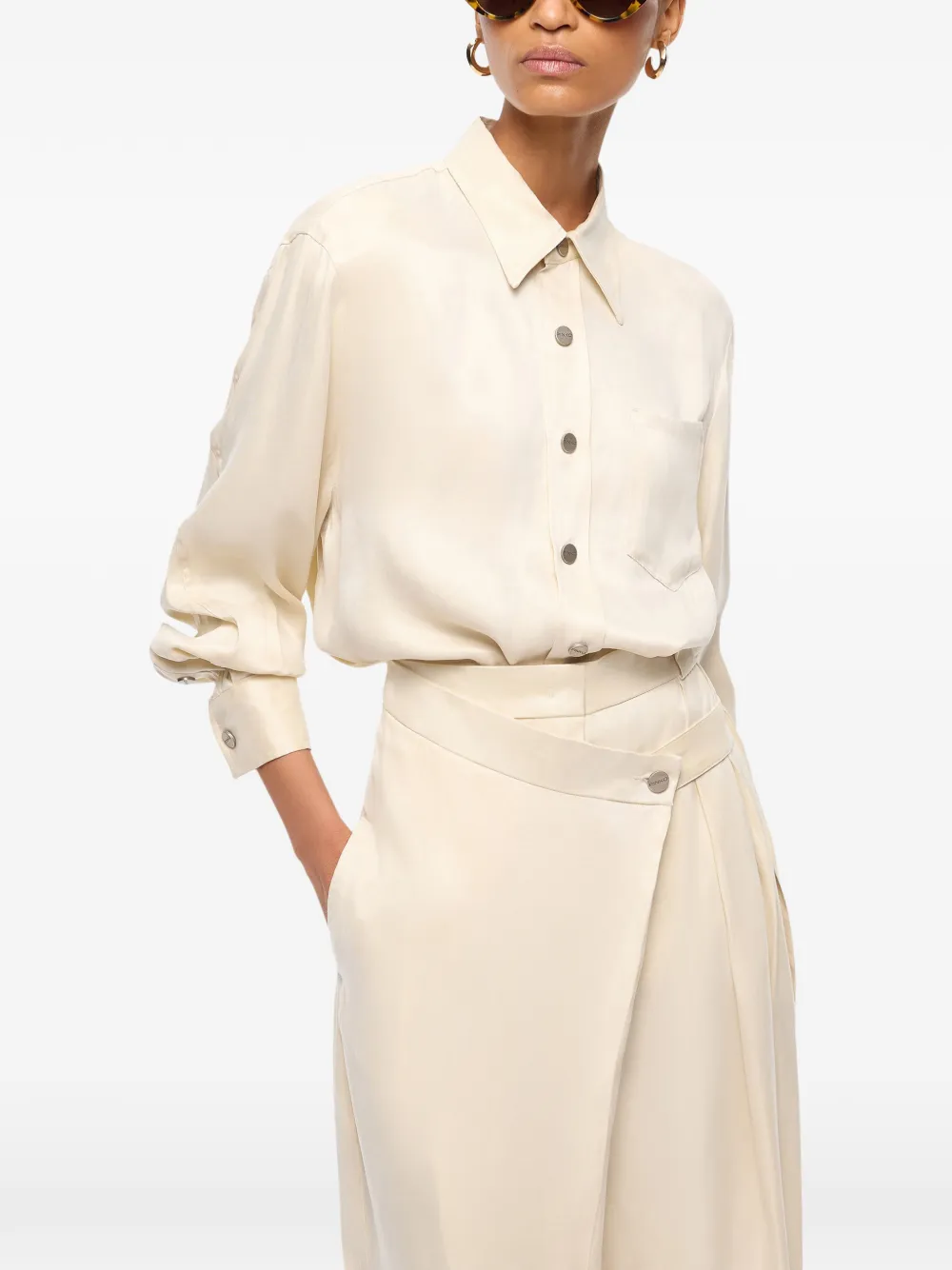 PINKO Twill blouse met fluweelachtig effect Beige
