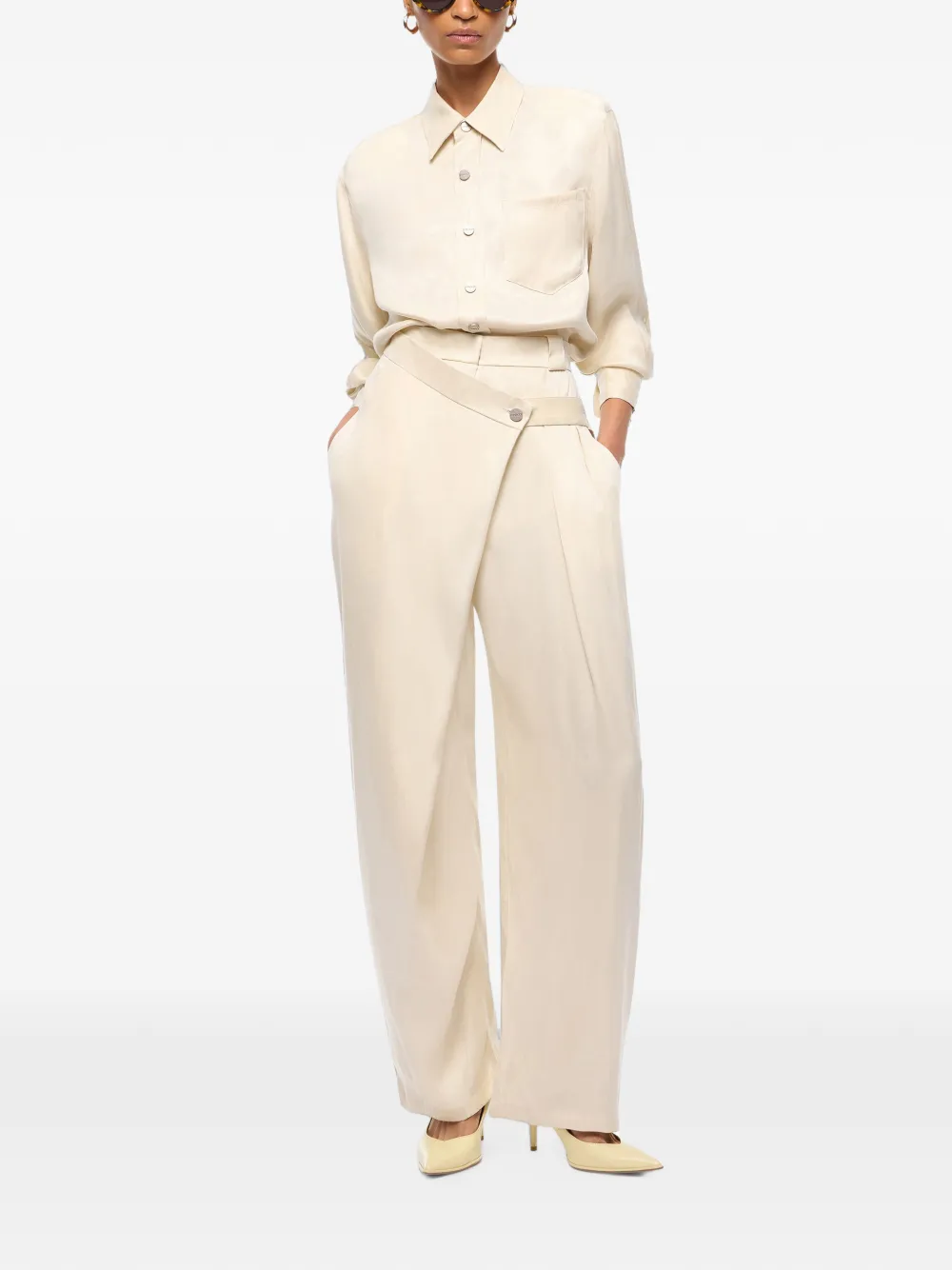 PINKO Twill blouse met fluweelachtig effect Beige