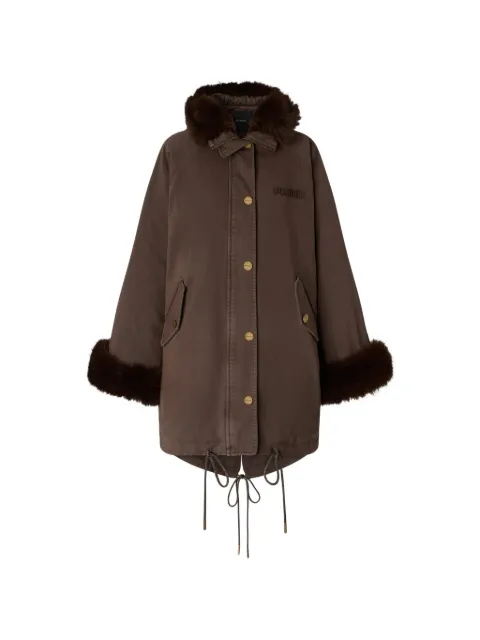 PINKO faux-fur-trim hooded coat