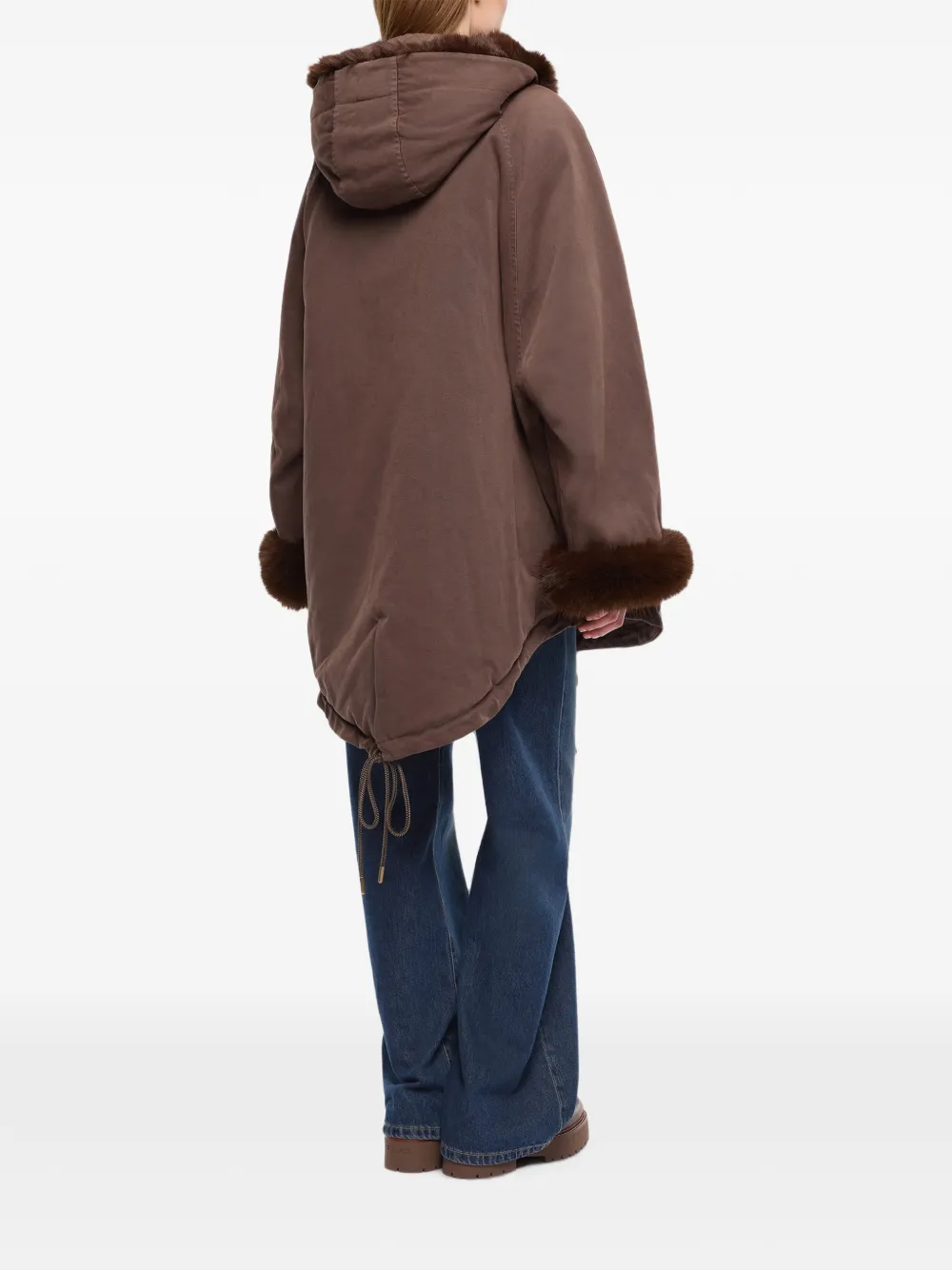 PINKO Jas met afwerking van imitatiebont en capuchon Bruin