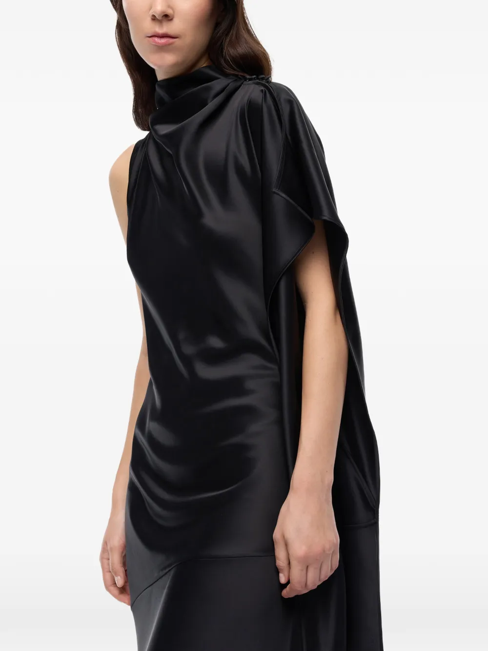PINKO Asymmetrische satijnen maxi-jurk Zwart