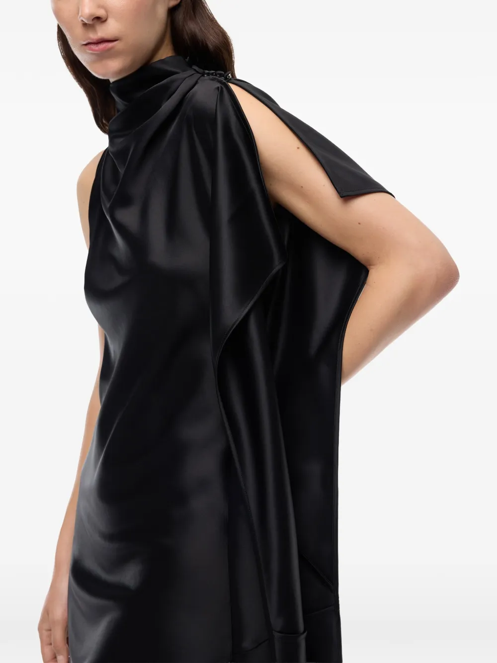 PINKO Asymmetrische satijnen maxi-jurk Zwart
