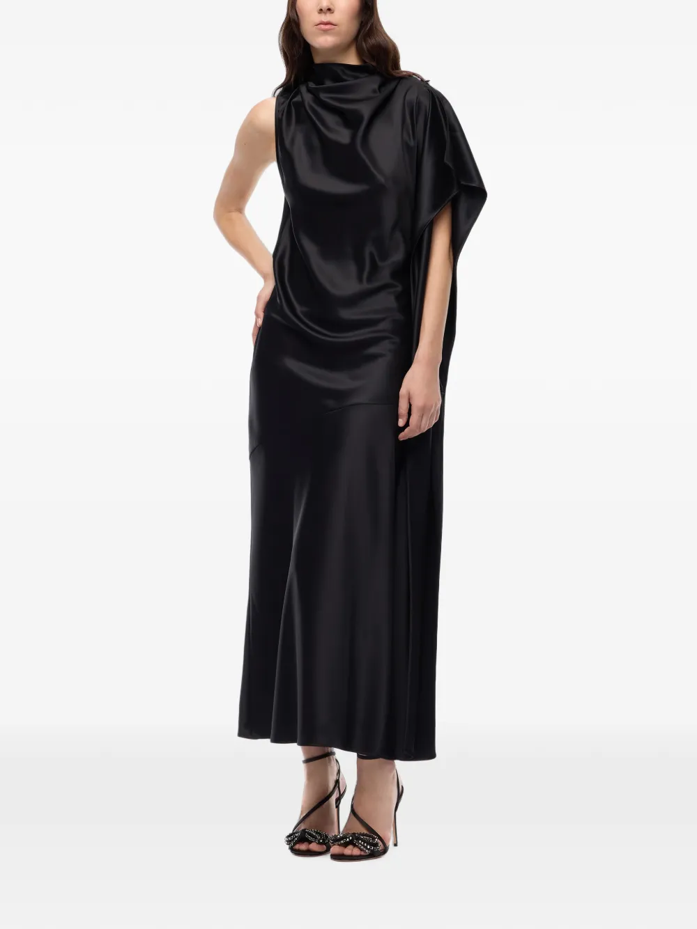 PINKO Asymmetrische satijnen maxi-jurk Zwart