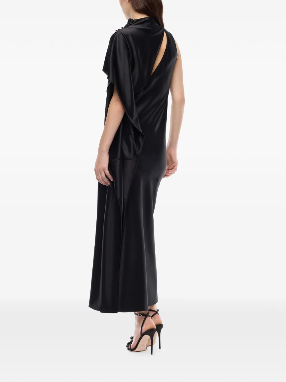 PINKO Asymmetrische satijnen maxi-jurk Zwart