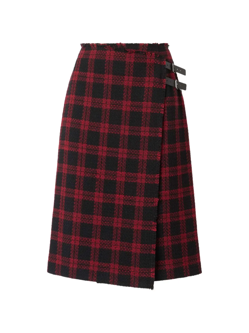 PINKO tartan-check buckled midi skirt - Rosso