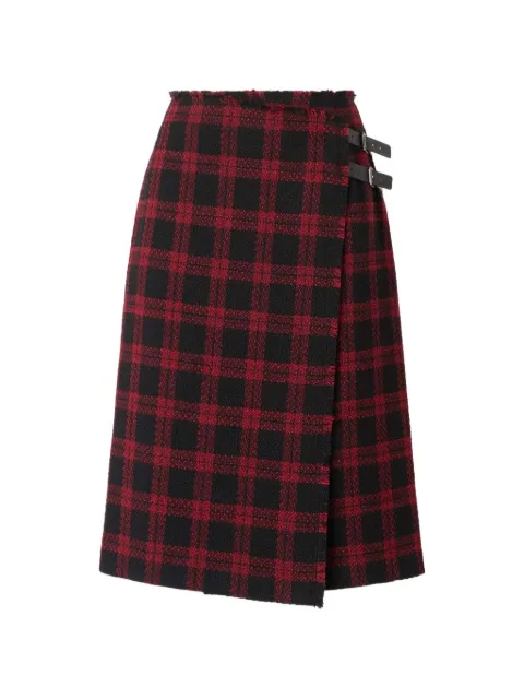 PINKO tartan-check buckled midi skirt