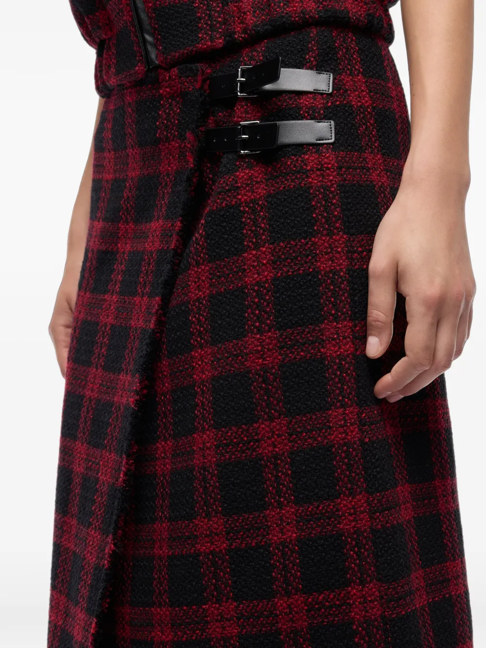 PINKO Midi-rok met tartan ruit en gesp Rood