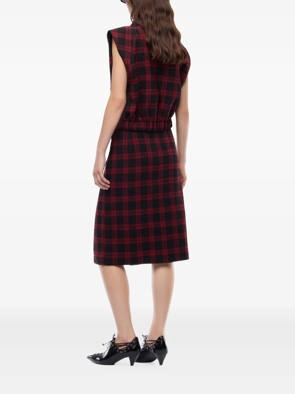 PINKO Midi-rok met tartan ruit en gesp Rood