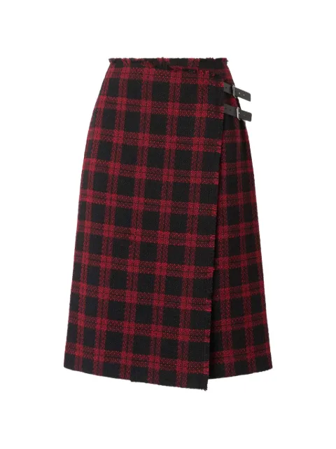 PINKO Saia midi xadrez tartan com fivela