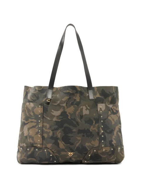 PINKO tote depiel con estampado militar y apliques