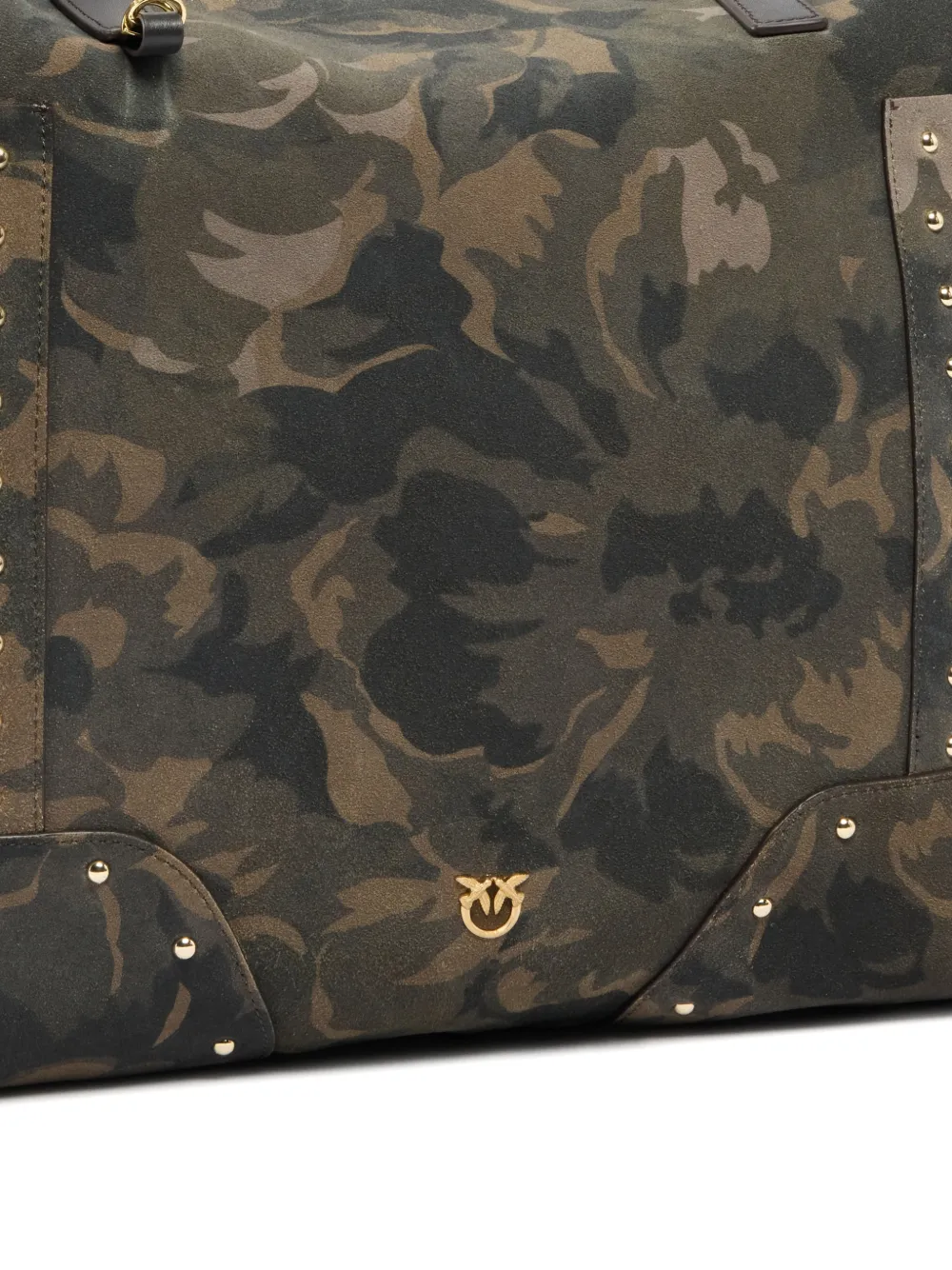 PINKO Leren shopper met camouflageprint en studs Groen