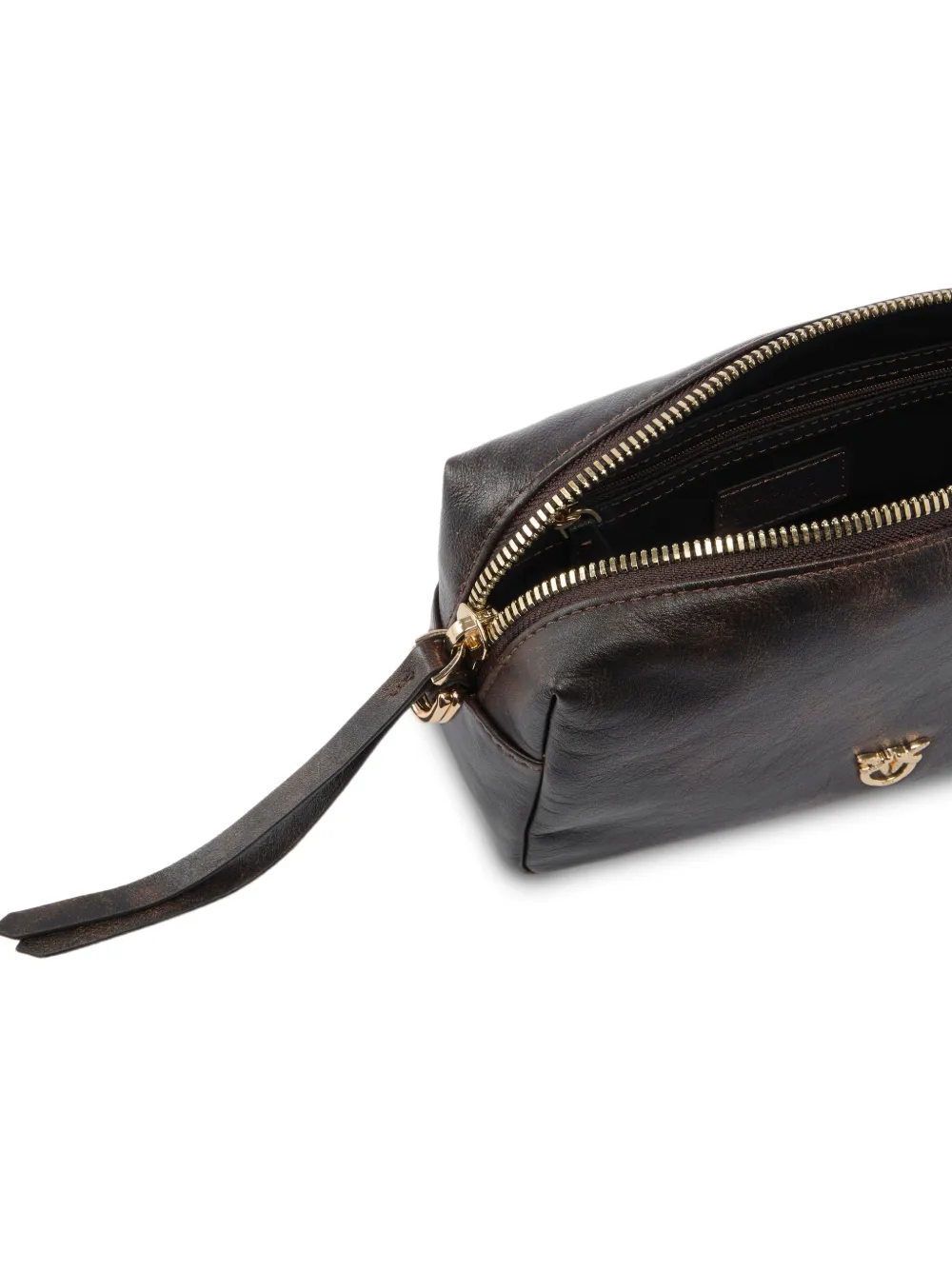 PINKO Love Birds leren schoudertas Bruin
