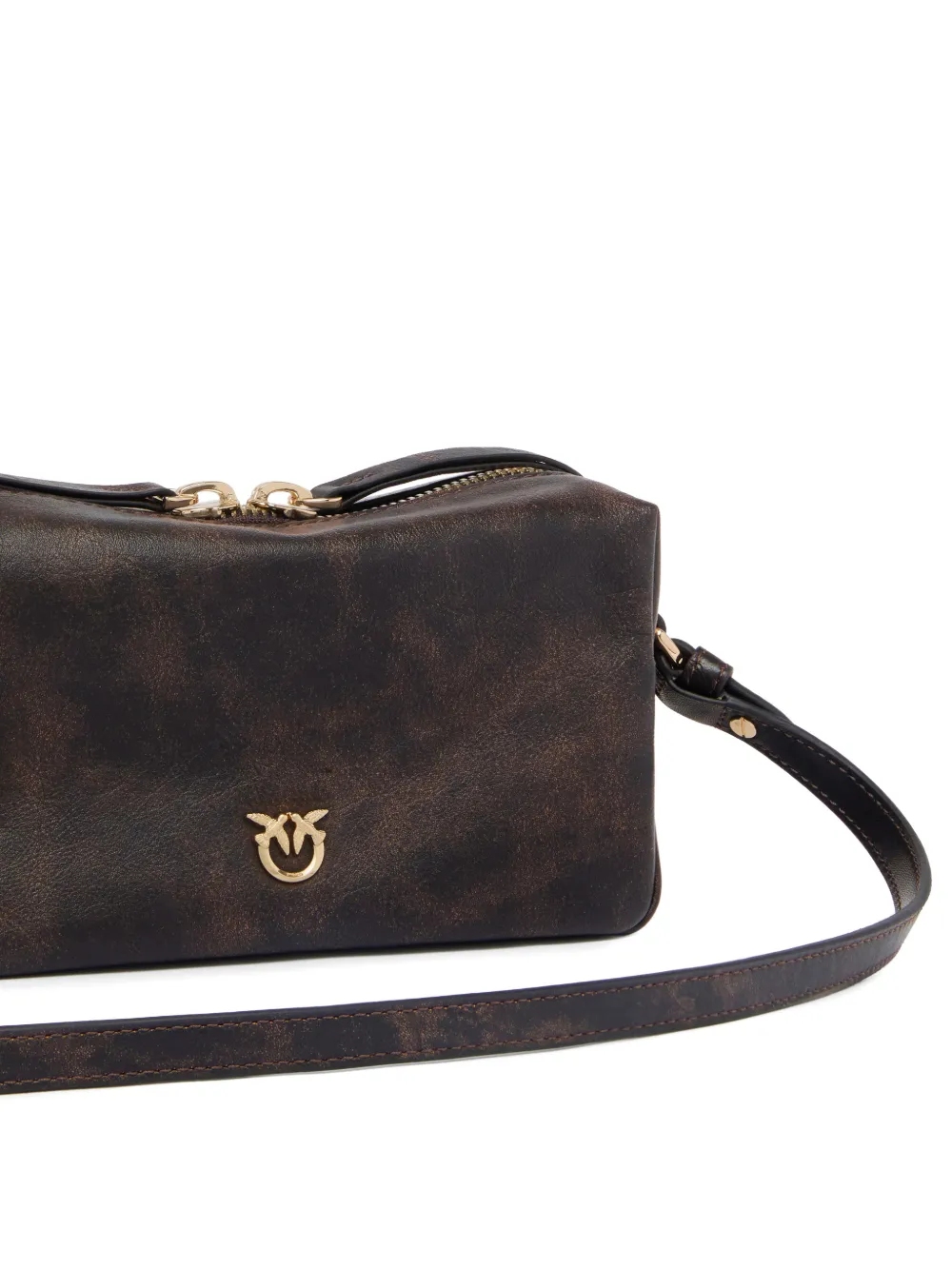 PINKO Love Birds leren schoudertas Bruin