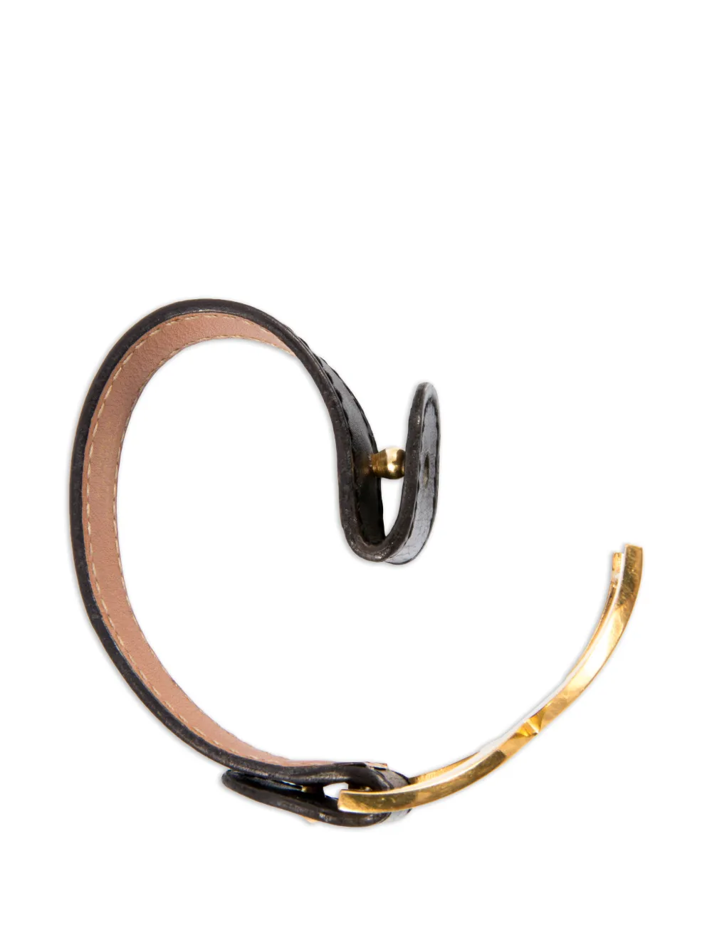 Hermès Pre-owned 1990s Infinity Plaque Leather Bracelet in Black, view 5