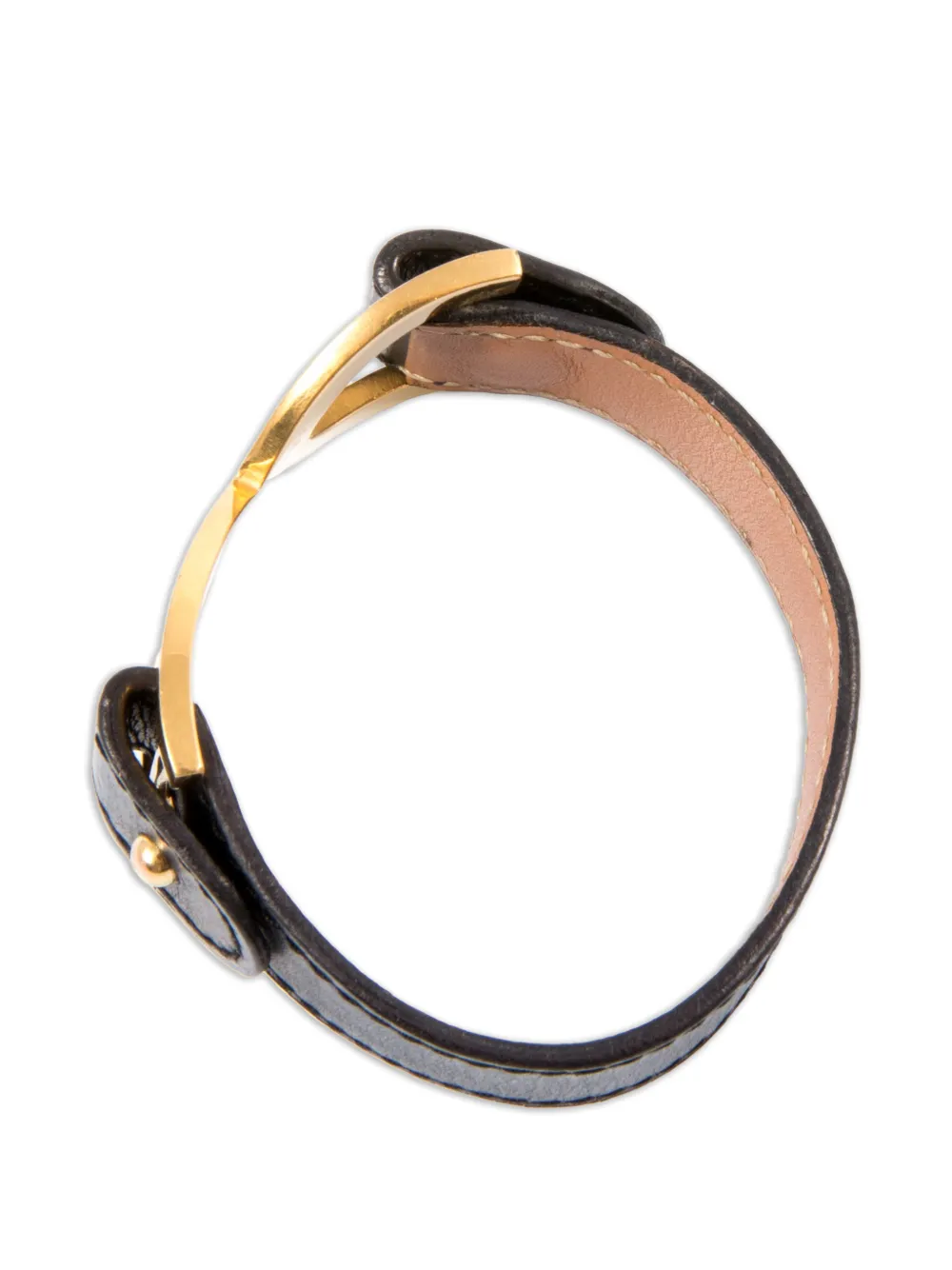 Hermès Pre-owned 1990s Infinity Plaque Leather Bracelet in Black, view 4