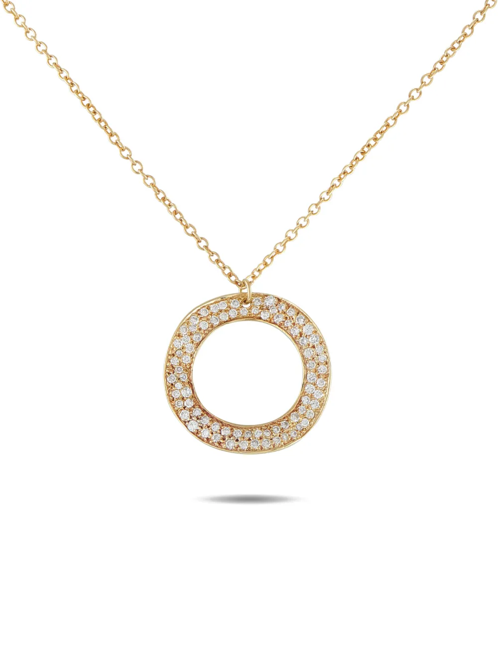 Pre-owned Ippolita Diamond Circular-pendant Necklace In Gold