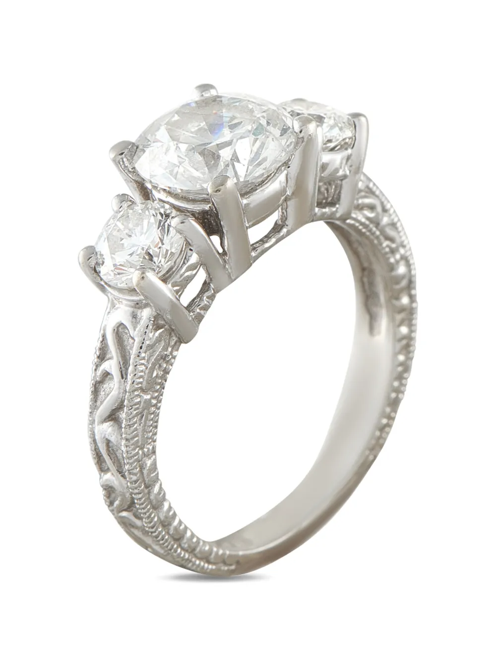 Pre-owned Lb Exclusive Diamond Ring In Silver