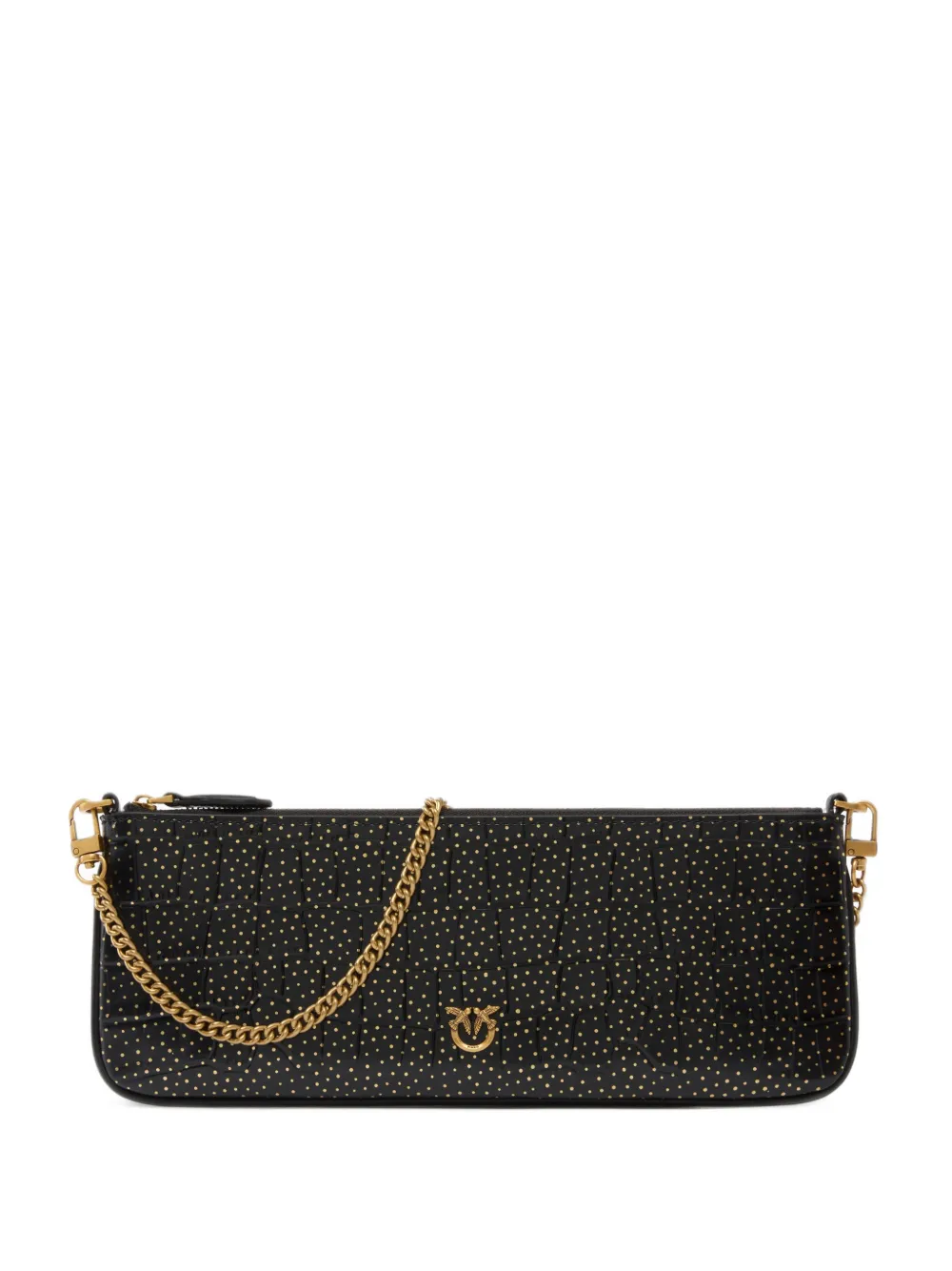 PINKO crocodile-effect studded clutch bag - Nero
