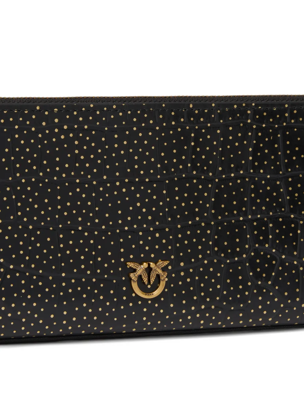 PINKO crocodile-effect studded clutch bag Zwart