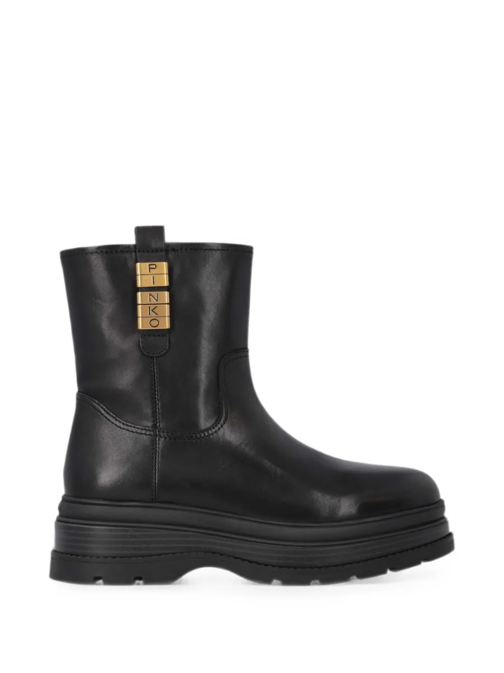 PINKO logo-plaque leather ankle boots Zwart