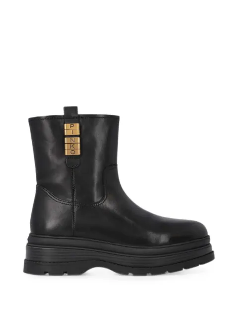 PINKO logo-plaque leather ankle boots