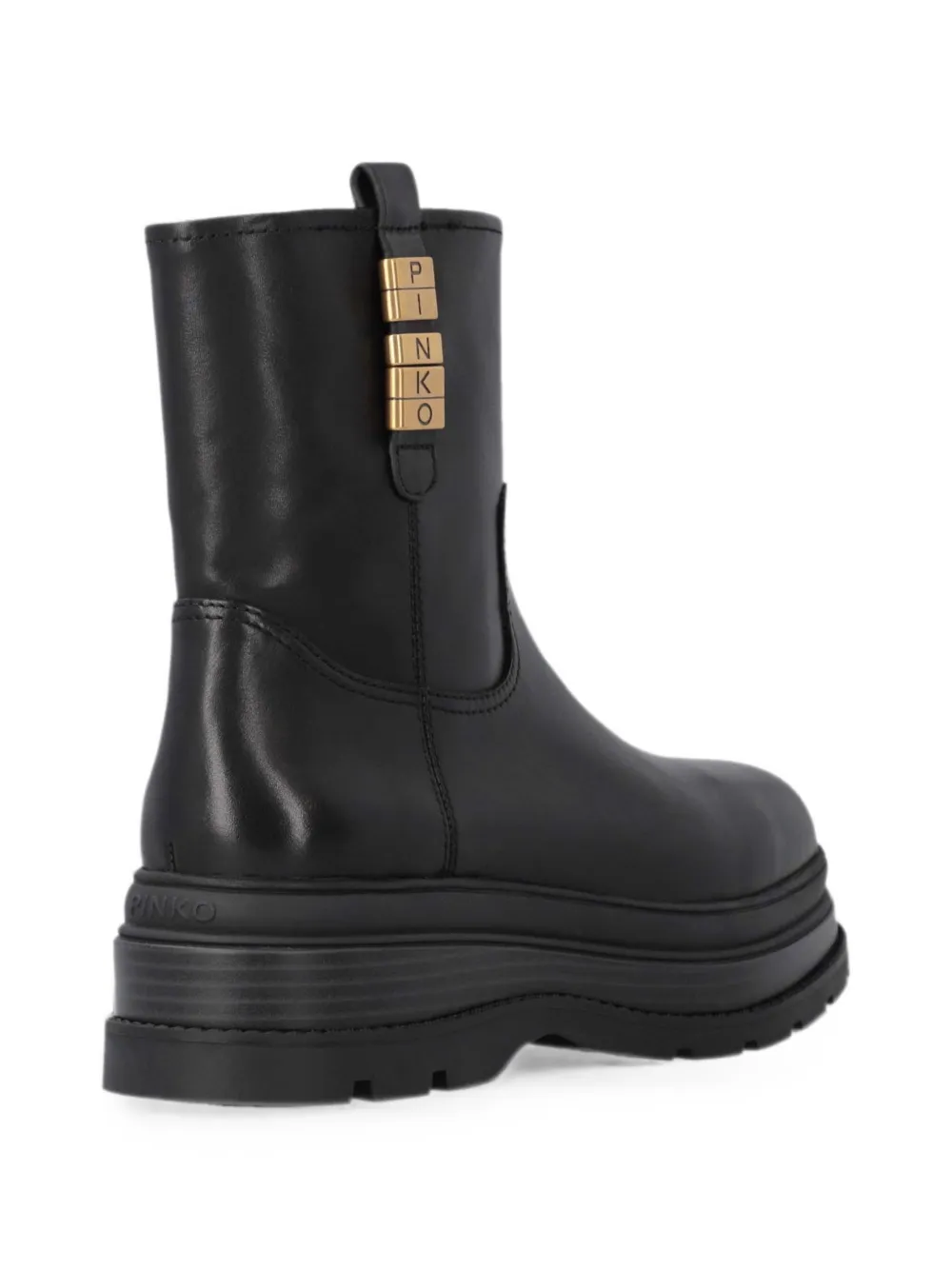 PINKO logo-plaque leather ankle boots Zwart
