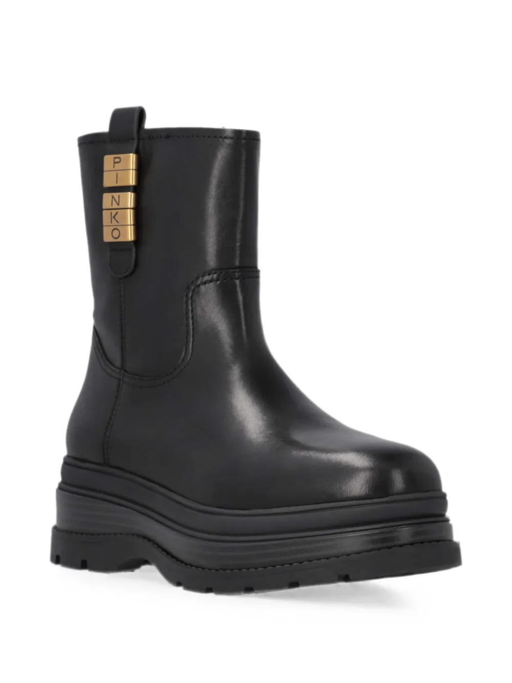 PINKO logo-plaque leather ankle boots Zwart