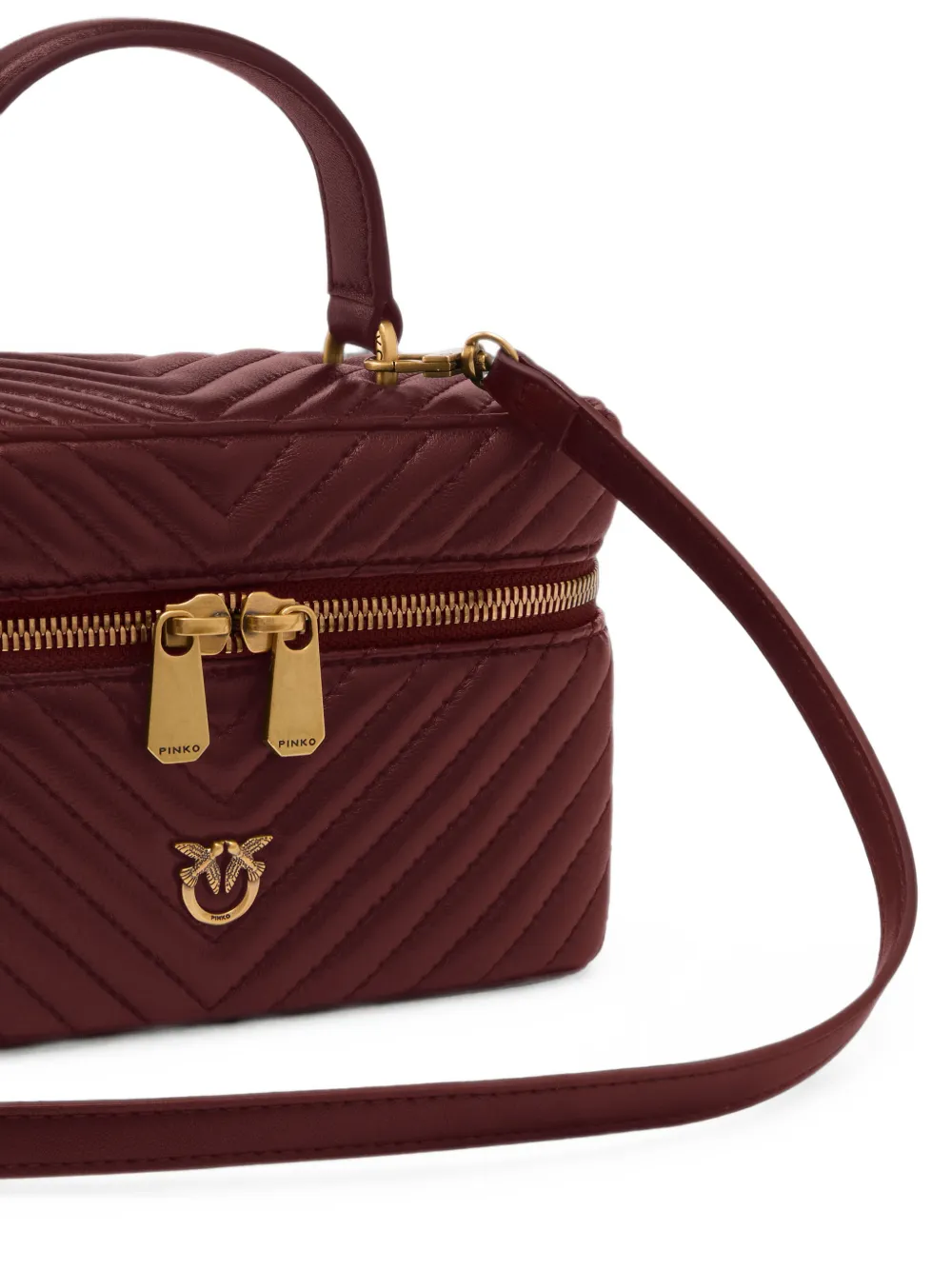 PINKO Kleine make-up tas met chevron nappa schouderband Rood