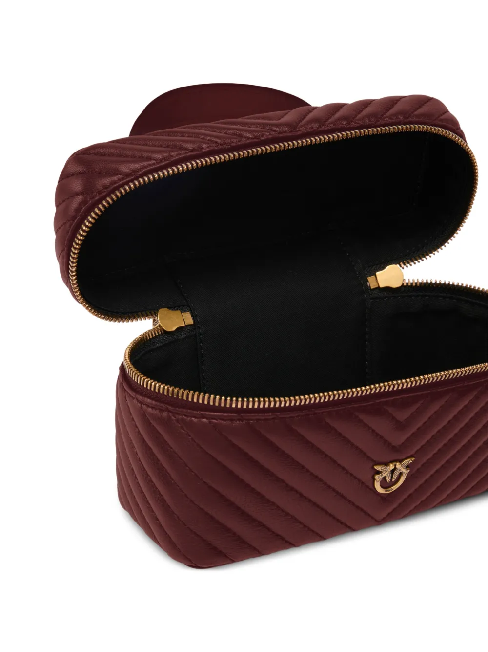 PINKO Kleine make-up tas met chevron nappa schouderband Rood