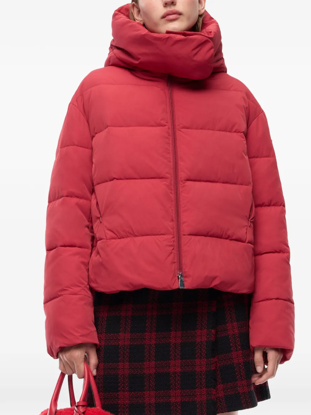 PINKO Gewatteerd donsjack met capuchon Rood