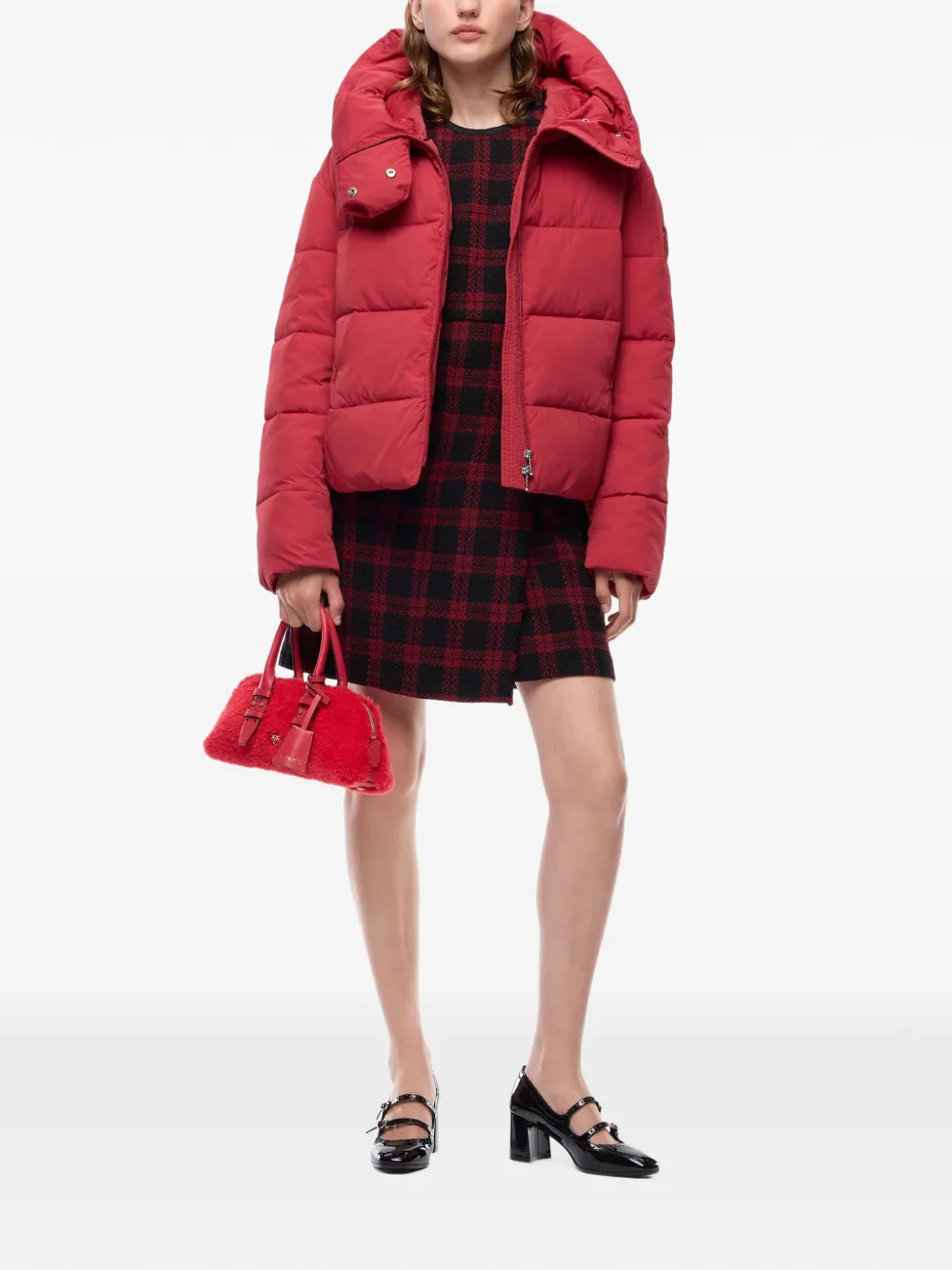 PINKO Gewatteerd donsjack met capuchon Rood