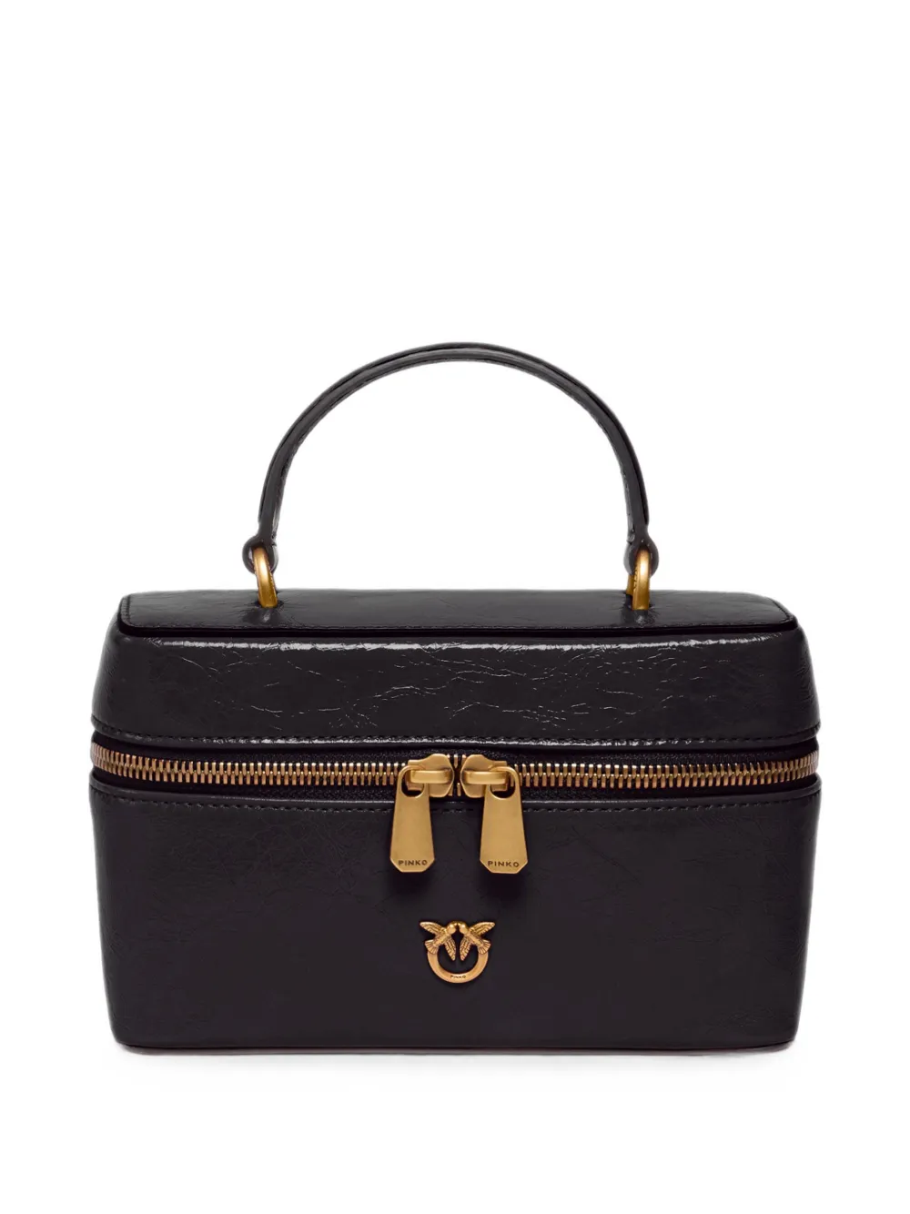 Pinko Small Crossbody Bag In Glossy Leather In Black