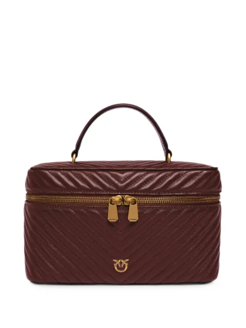 PINKO medium beauty case with shoulder strap in chevron nappa