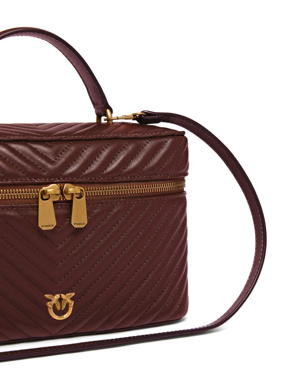 PINKO Medium make-up tas met chevron nappa schouderband Rood