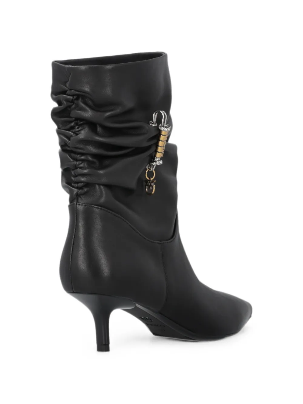 PINKO ruched logo-charm ankle boots Zwart