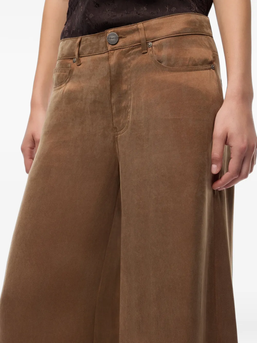 PINKO Broek met geborduurd logo Bruin