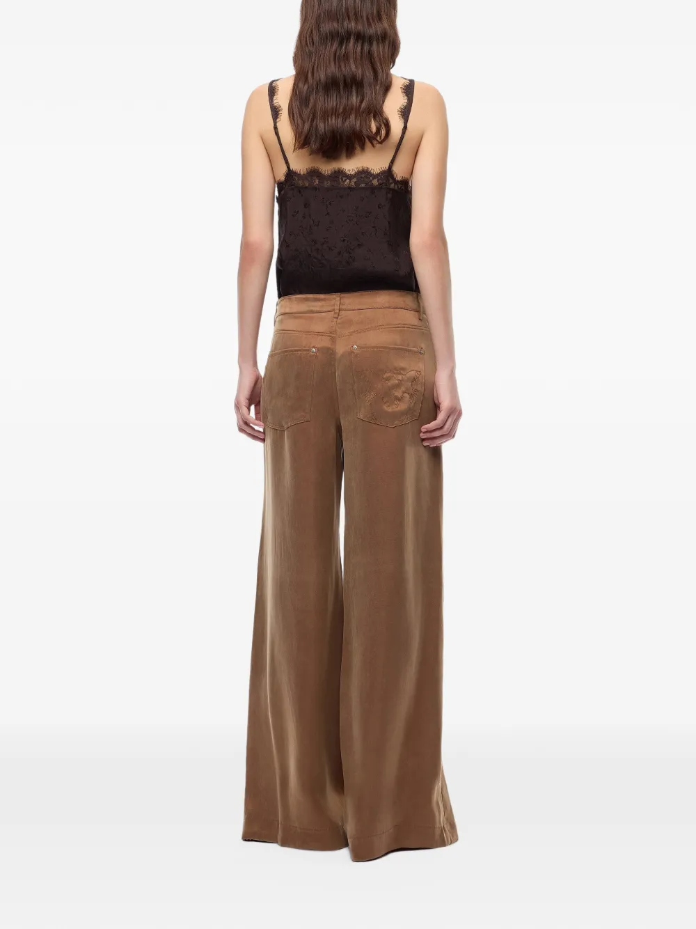 PINKO Broek met geborduurd logo Bruin