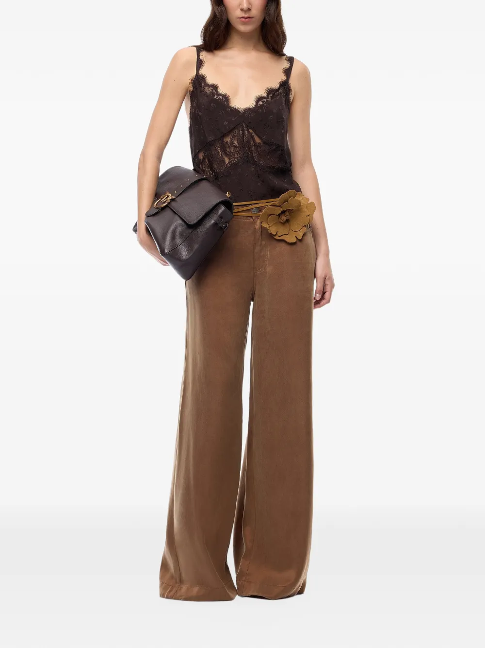 PINKO Broek met geborduurd logo Bruin