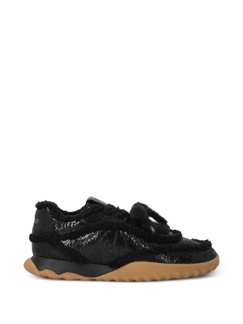 PINKO Sneakers mit Shearling-Besatz - Schwarz