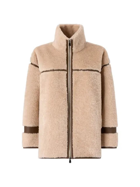 PINKO shearling-effect pea coat