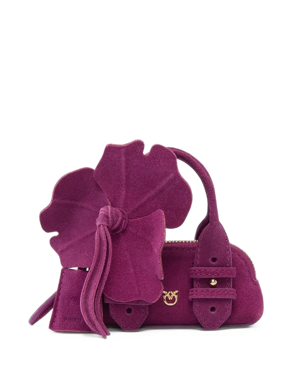 PINKO nano Escape Love Birds suede mini bag Paars