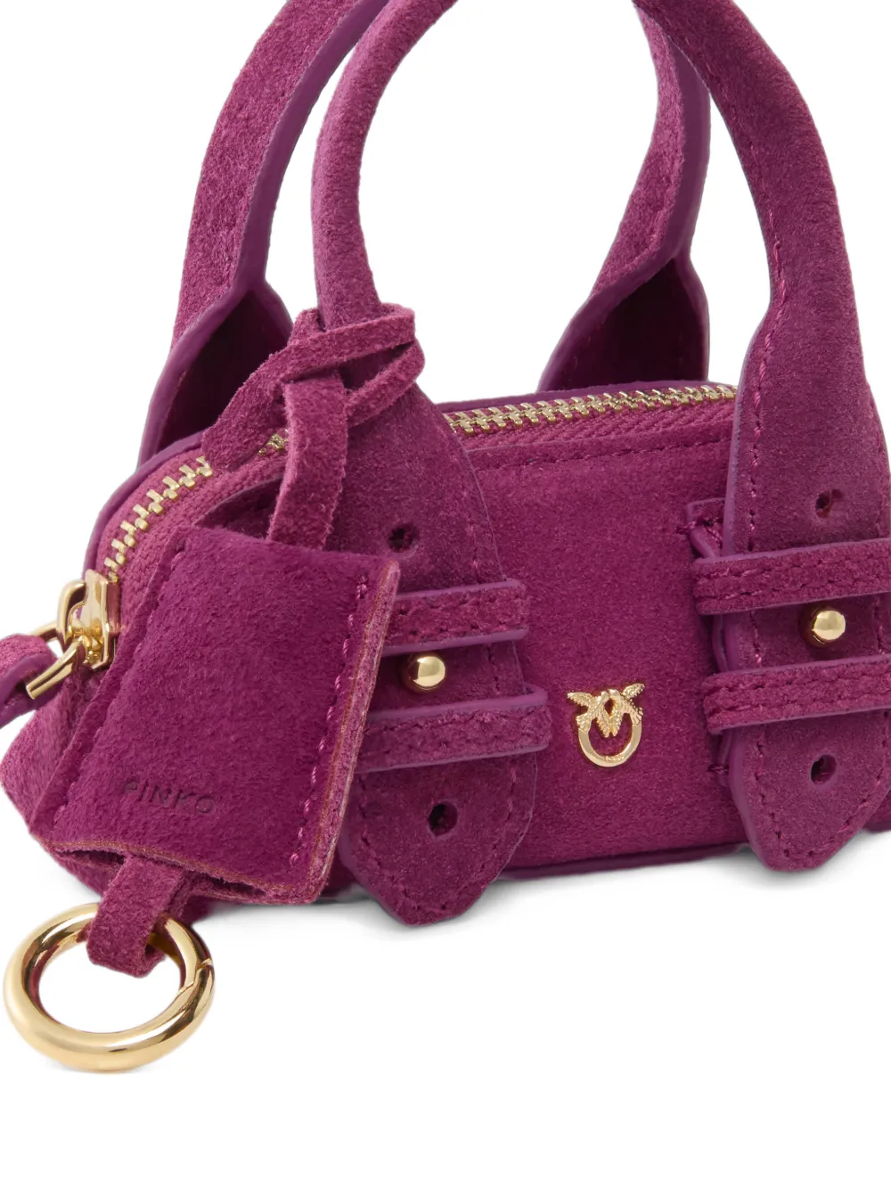 PINKO nano Escape Love Birds suede mini bag Paars