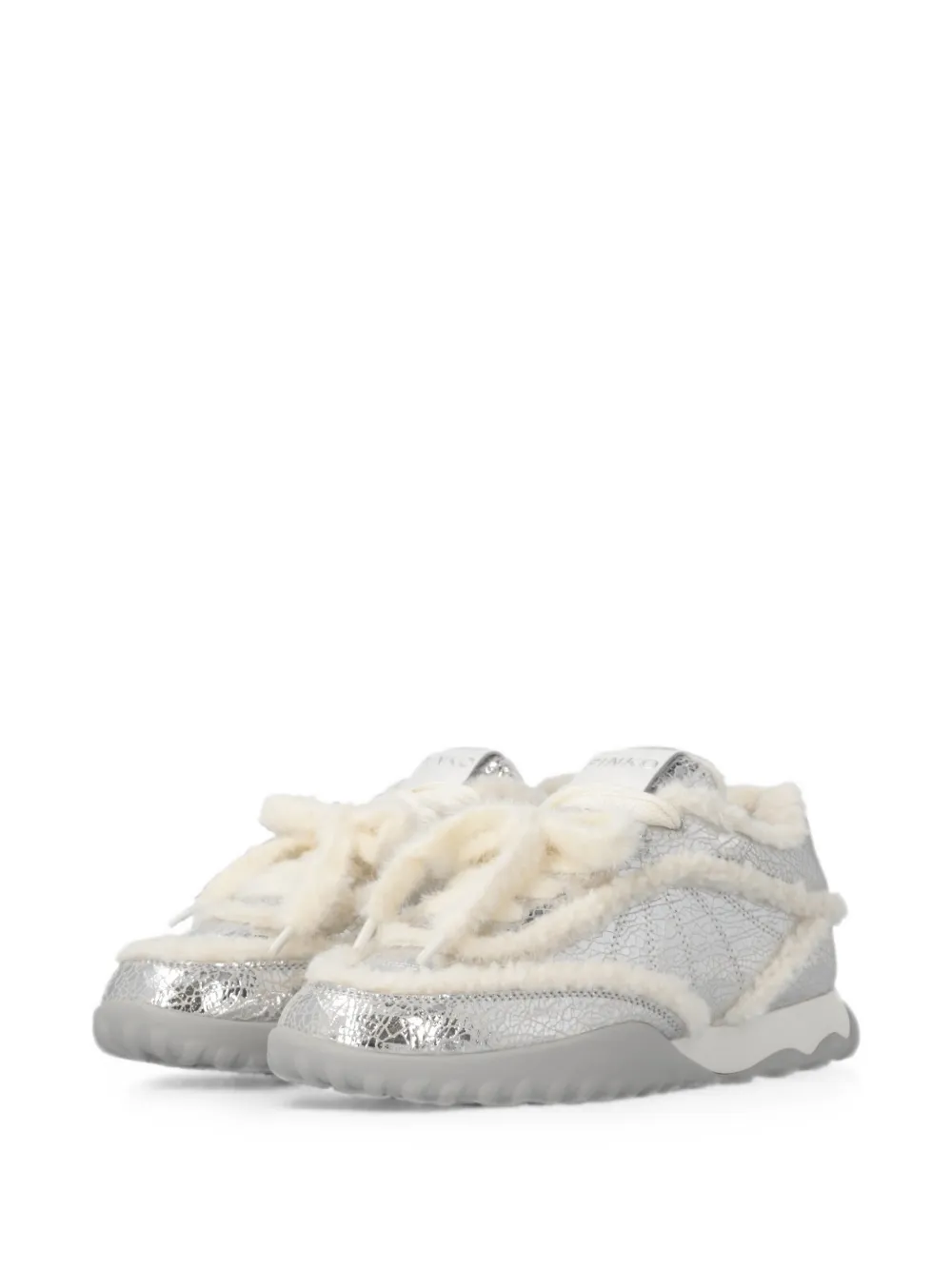 PINKO Sneakers met lammy afwerking en gebarsten effect Zilver