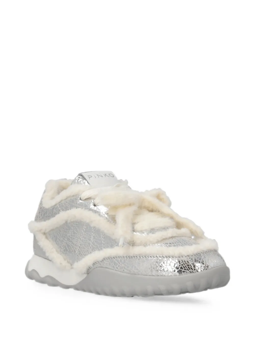 PINKO Sneakers met lammy afwerking en gebarsten effect Zilver