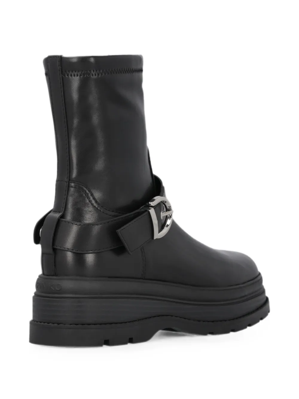 PINKO logo-strap buckle-fastening boots Zwart