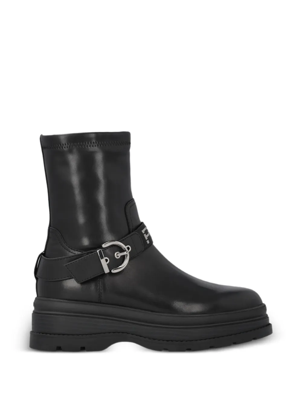 PINKO logo-strap buckle-fastening boots Zwart