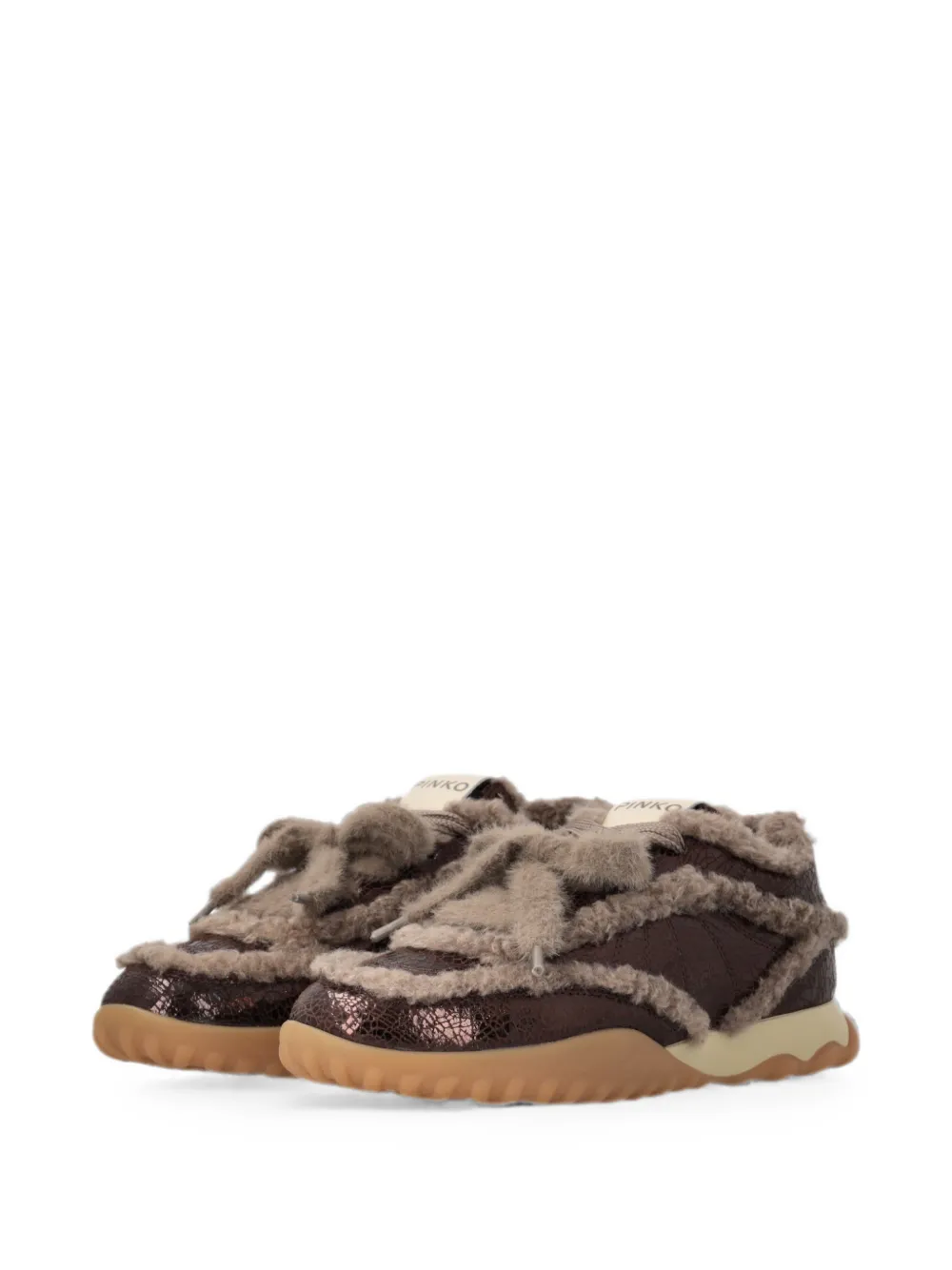 PINKO Sneakers met lammy afwerking en gebarsten effect Bruin
